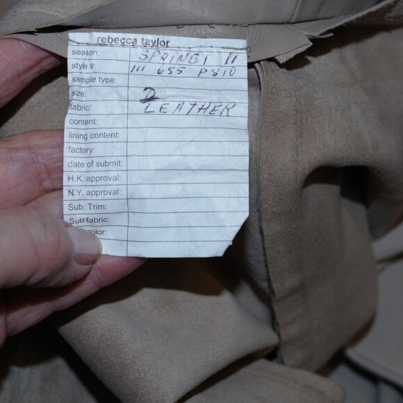 Rebecca Taylor Taupe Beige  leather pants elastic waist hem zip Jogger Size: 2 - Picture 15 of 17